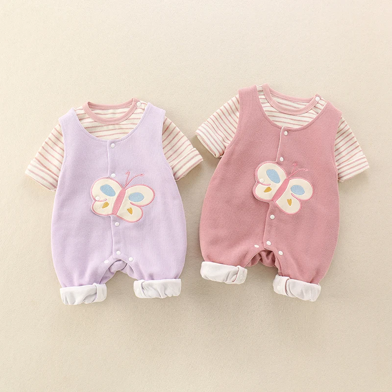 

Милый детский хлопковый костюм-двойка, осенний новый модный комбинезон из чистого хлопка, весенне-осенняя одежда для малышей