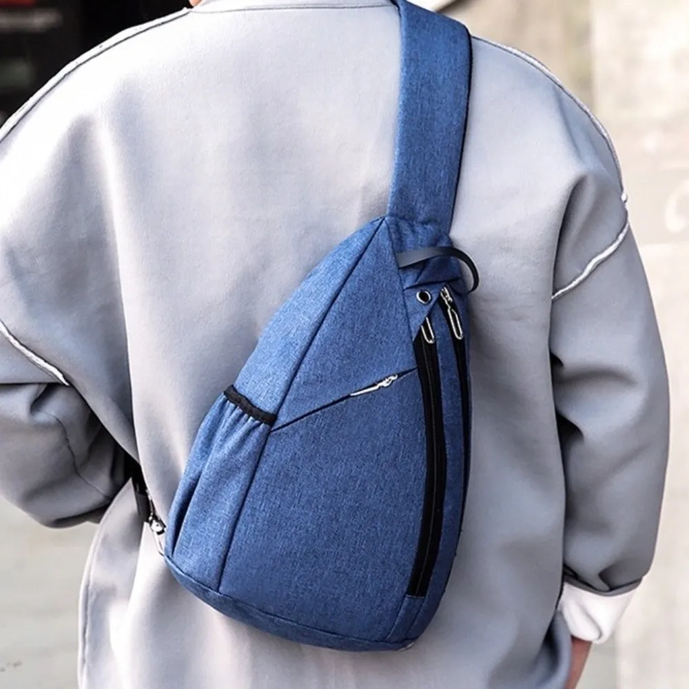 

Multilayer Men's Chest Bag Solid Color Large Capacity Oxford Sling Shoulder Bag Adjustable Strap Multifunctional