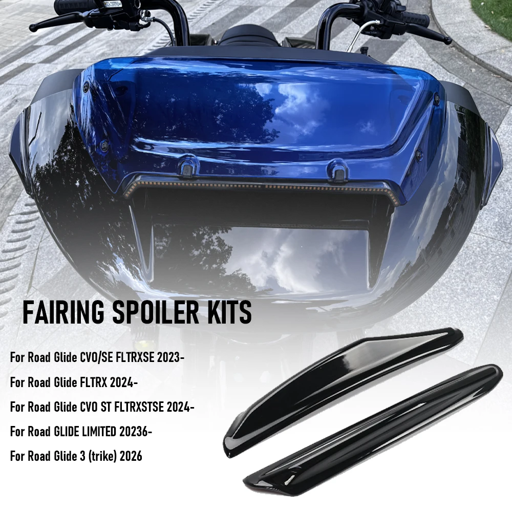 New Motorcycle Side Winglet Front Spoiler Fairings Kit For Harley Road Glide CVO ST FLTRXSTSE 3 Trike 2023-2026 New Replacement
