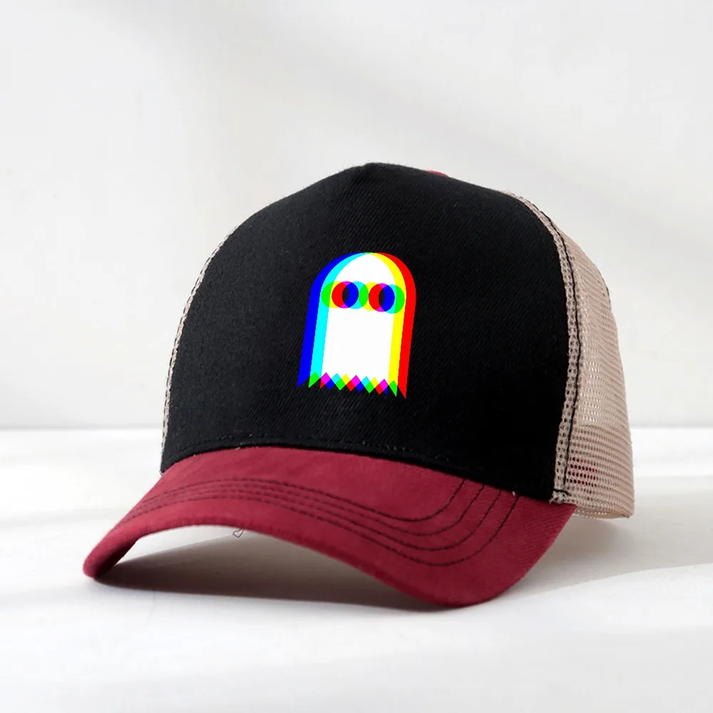 

Colorful ghost print baseball cap suitable for daily dressing up and Halloween parties, adjustable outdoor sun protection hat