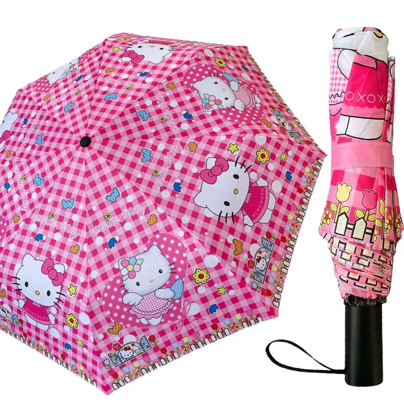 

Hello Kitty 8-Bone Umbrella Anime Children Automatic Umbrellas Cartoon Cute Sunscreen Umbrella Girls Manual Folding Umbrellas
