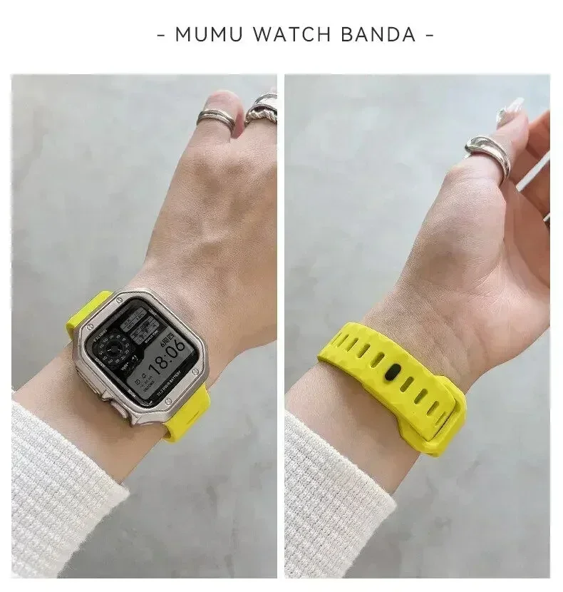 Weiches Silikonarmband + Hülle für Apple Watch Band 49 mm 46 mm 45 mm 42 mm Armband Correa iWatch Ultra 2 38 mm 40 mm 41 mm Armband 10 9 8