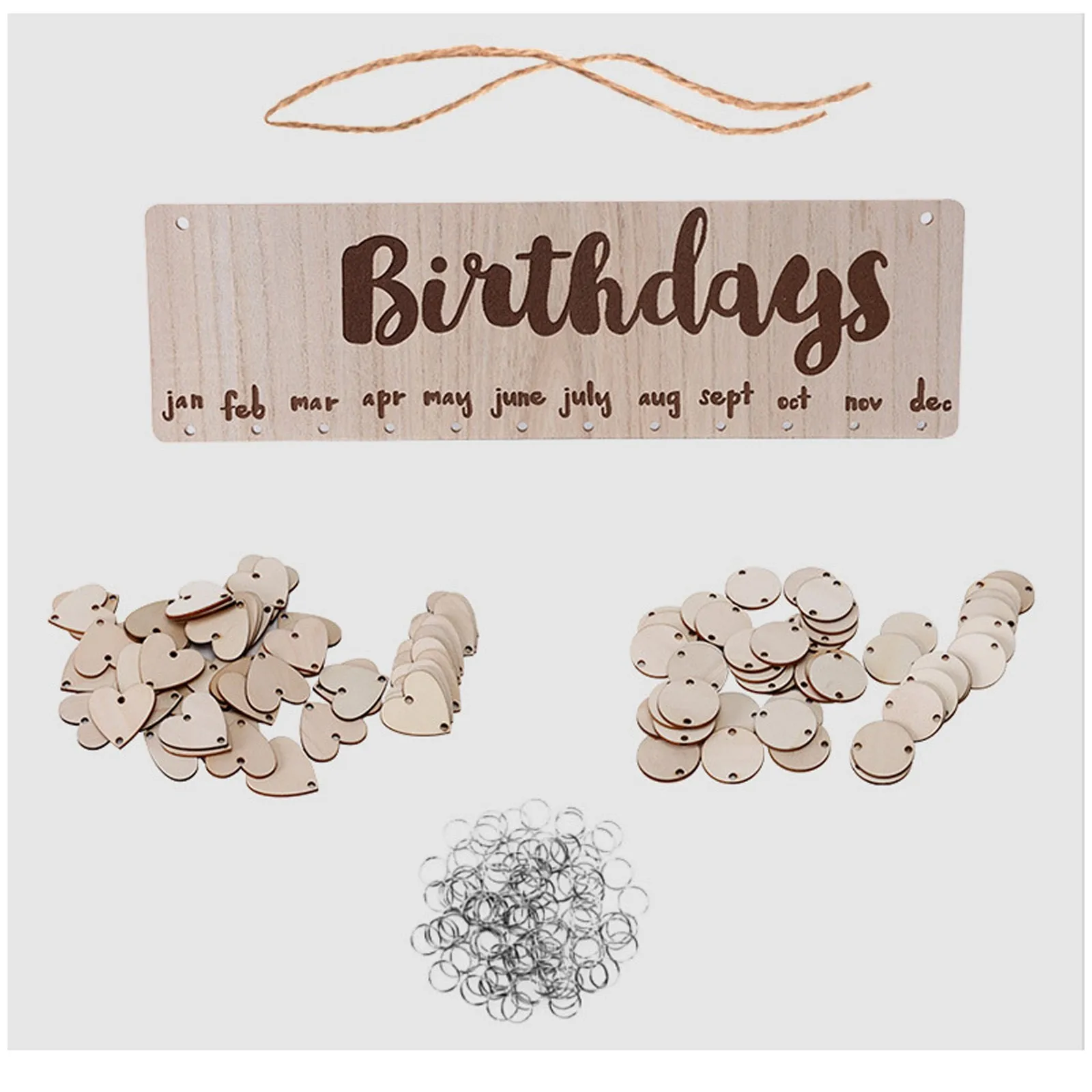 DIY Birthday Calendar Board Hanging Wooden Family Wall Reminder Plaque Personalized Wood Gifts Date Reminding Home Decor Tags