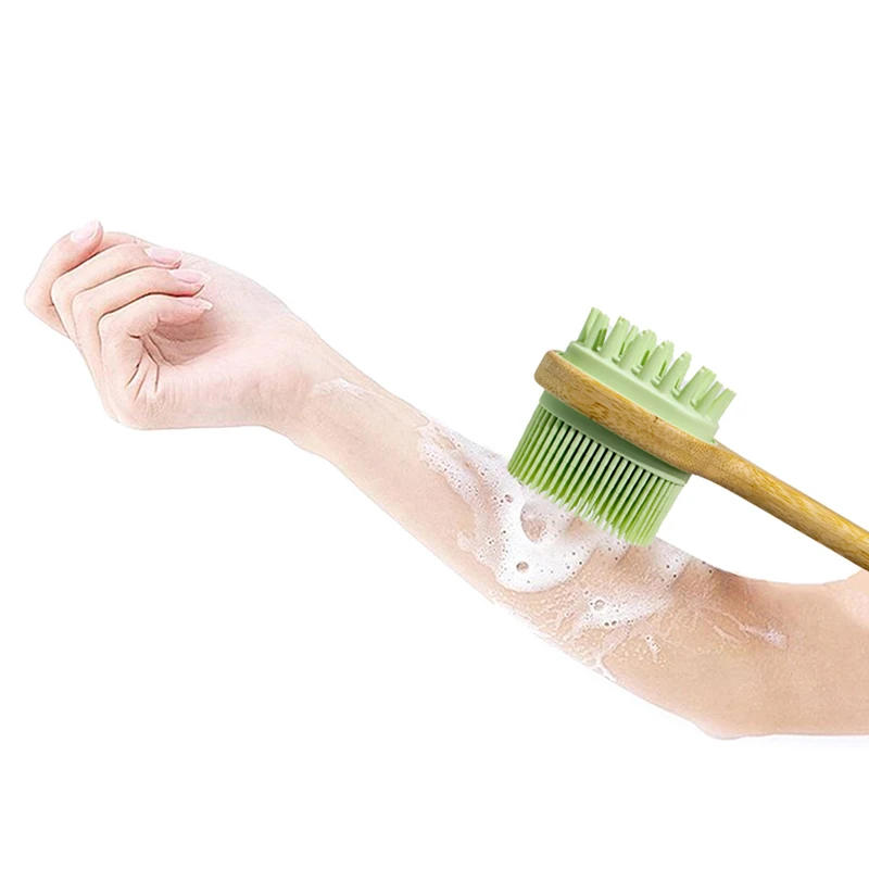 Escova De Chuveiro De Cerdas Naturais Voltar Scrubber, Punho De Madeira Longo Destacável, Pele Seca Esfoliante, Massagem Corporal Ferramenta De Limpeza