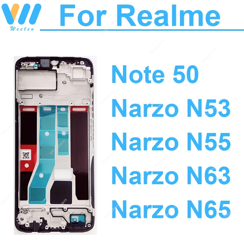 

Передняя рамка корпуса для Realme Narzo N53 N55 N63 N65 Note 50 4G 5G ЖК-дисплей Крышка корпуса Средняя рамка Запасные части