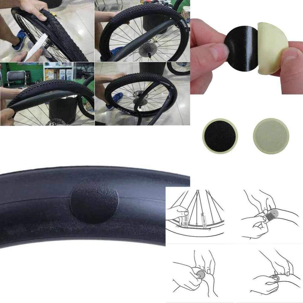 29mm Bike Rubber Puncture Patch Bicycle Tire Tyre Tube Repair Cycling Patch Kit No Glue Bicycle Inner Tube Puncture Repair Tools