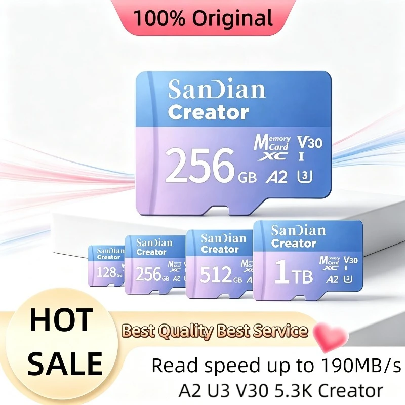 2026 High Speed MicroTf SD CARD 128GB V30 A2 Memory Card 256GB 512GB 1TB Micro Tf SD Card Max 190Mb/s TF Card for 4K drone GOPR