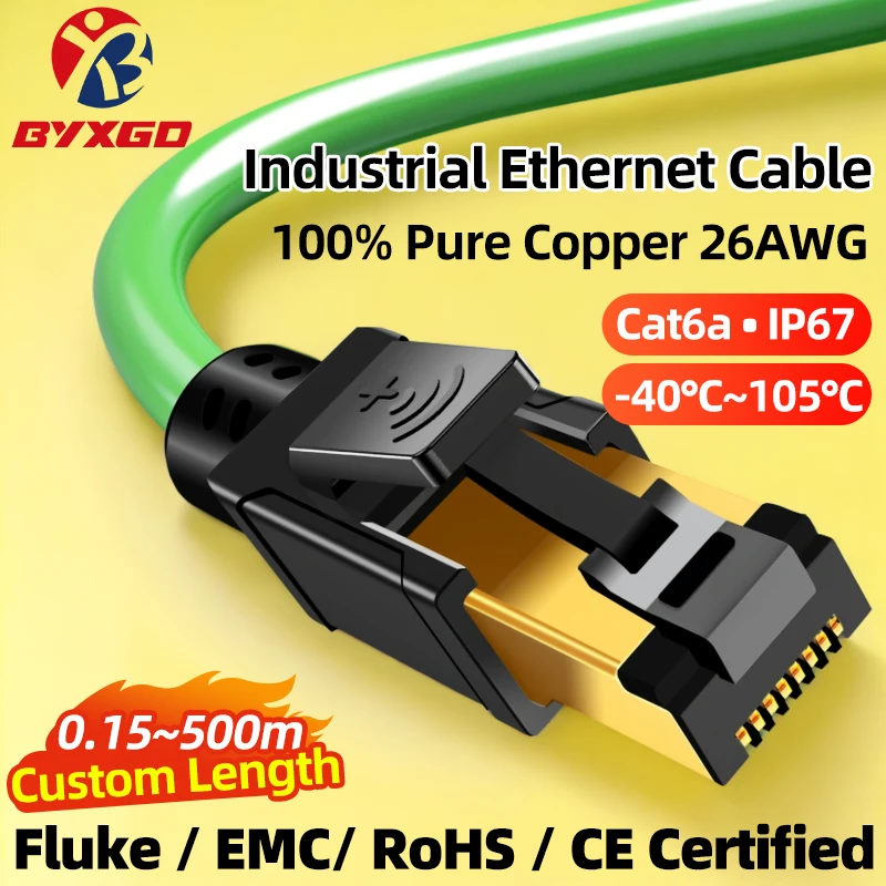 Cable Ethernet Industrial Cat6a BYXGD SFTP 10Gbps Resistente al Aceite, Cable de Conexión RJ45 para Automatización Industrial, Ferrocarril, Siemens, Omron