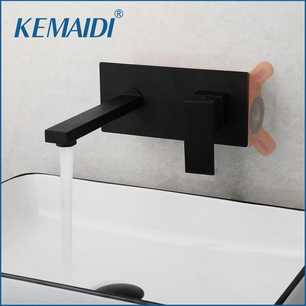 

KEMAIDI Bathroom Sink Faucet Single Lever Handle Lavatory Vanity Basin Vessel Sink Faucets Solid Brass Rough-in Valve Wall Mount