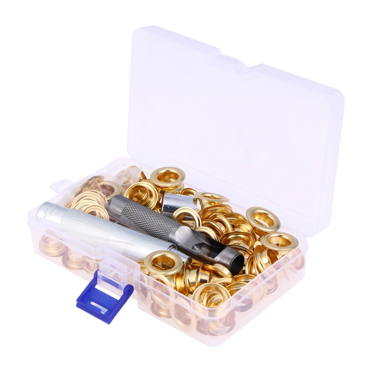 

100 Sets Grommet Kit Durable Brass 3 Tools Storage Case Shoes Clothing DIY Canvas Tarps Tents Awnings Cloth Items Repair