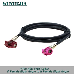 4Pin Code D Female Jack 90° to H Female Right Angle Connector for CIC BMW Radio GPS Navigation Display High Speed LVDS HSD Cable