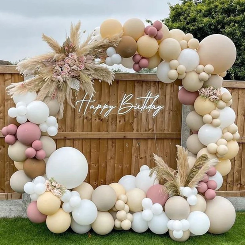 

Doubled Dusty Pink Balloons Garland Kit Wedding Decoration Cream Peach Brown Balon Arch Birthday Party Baby Shower Decor Supply