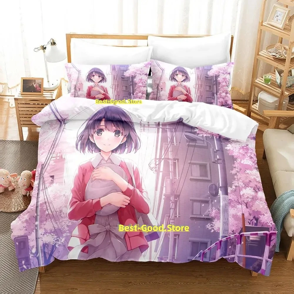 

Katou Megumi Bedding Set Single Twin Full Queen King Size Bed Set Adult Kid Bedroom Duvetcover Sets Anime parure de lit Bed