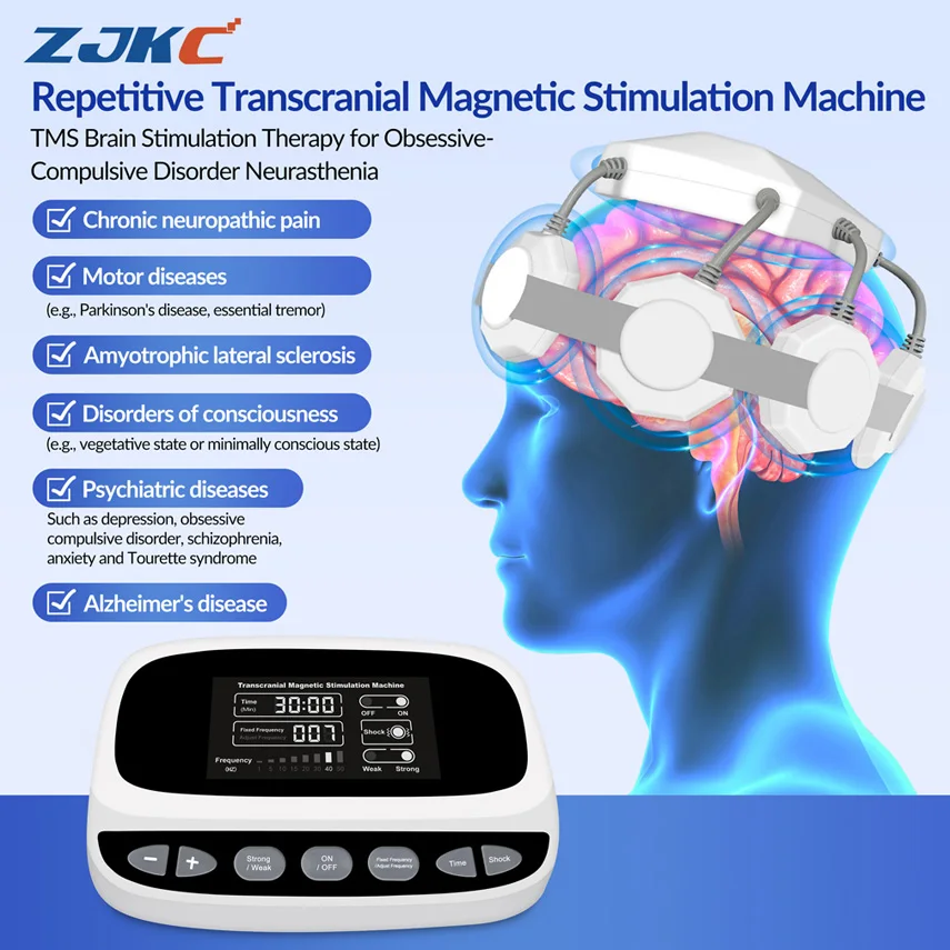 ZJKC Tms Therapy Machine Transcranial Magnetic Stimulation For Depression Alzheimer Parkinson Stroke Anxiety Autism Treatment