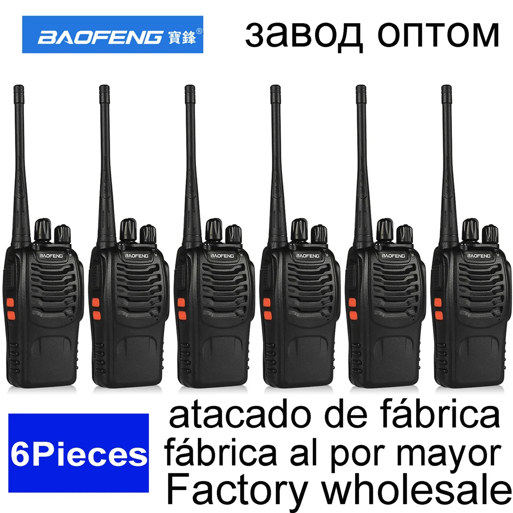 

6pcs walkie talkie profesional 888S Two way long range Wireless set radio uhf communicator 400-470MHz 16CH radio with earpiece