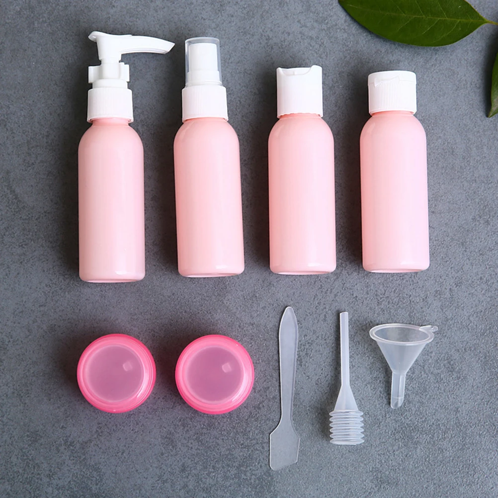 

6Pcs Portable Travel Container Set for Shampoo Lotion Cream Leakproof High Pe PP Material Practical Solution Pink
