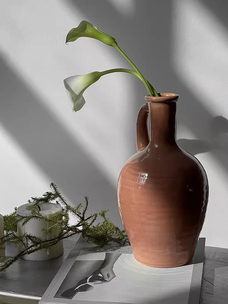 Imagem -06 - Ahunderjiaz-vaso Cerâmico Francês Retro Estilo Rústico Arranjo de Flores Brancas Vaso de Flores Decoração de Casa