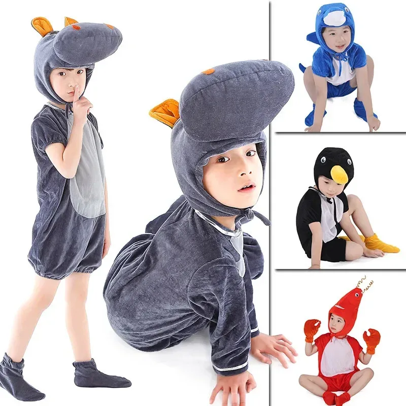 New 2025 Children Adult Performance Costume Crab Dolphin Shrimp Pengium Clothing Animal Cosplay Costumes J eqs9X