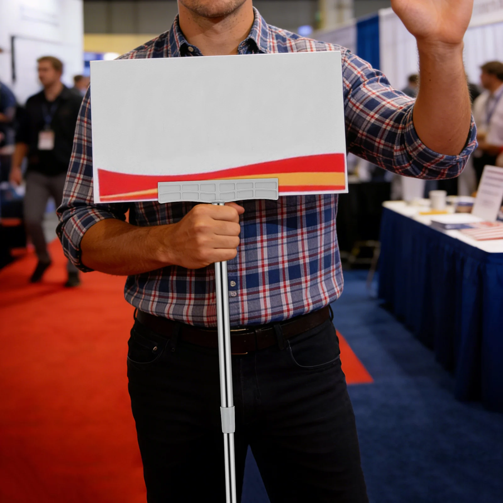 

1pcs Adjustable Stainless Steel Sign Holder Pole For Airport Event Advertising Display Lightweight Telescopic Handheld Pole For