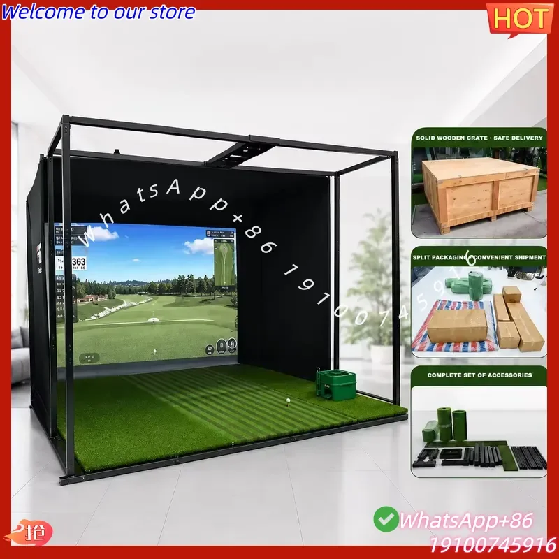 2026Hot DIY Home Golf Simulator Cage Quick Setup Modular Enclosure with Impact Screen and Golf Mat