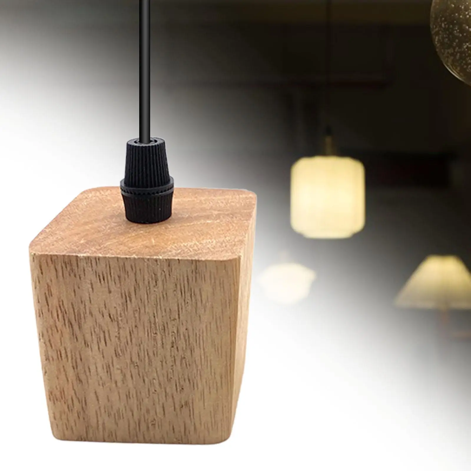 Modern Wooden Pendant Lamp Holder E27 Bulb Base Hanging Chandelier Lighting Fixture for Kitchen Bedroom DIY Room Lighting