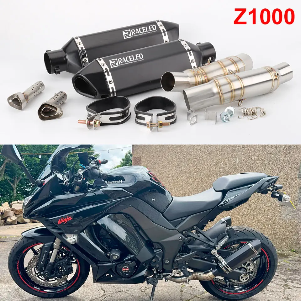 

Motorcycle exhaust system For Kawasaki Z1000 Z1000SX Ninja 1000 2010-2021 Motorcycle Exhaust Pipe Mid Pipe Slip On 51mm Muffler