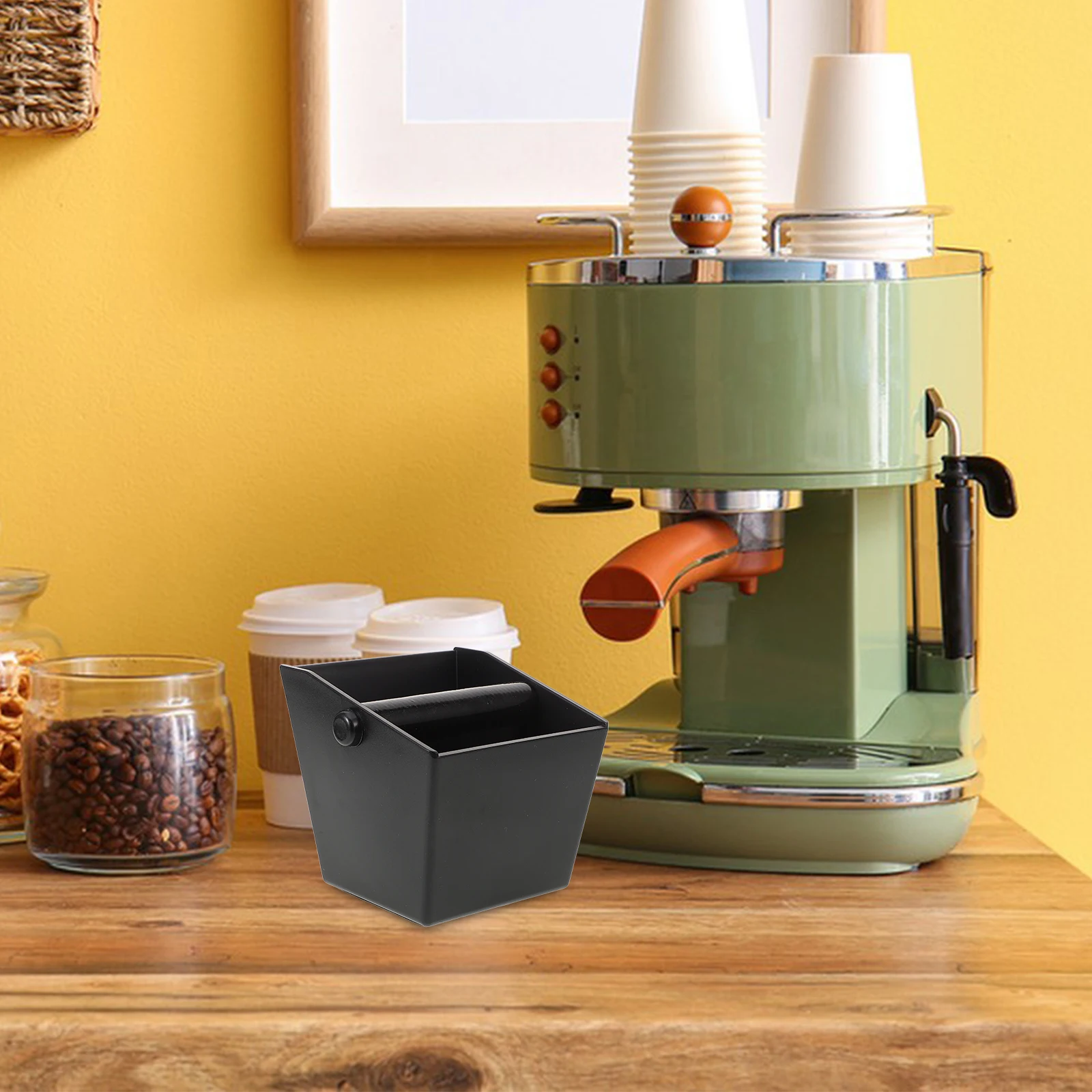 

Espresso Coffee Box Knock Container Storage Bin Coffee Grounds Container for Used Counter ABS Material Portable
