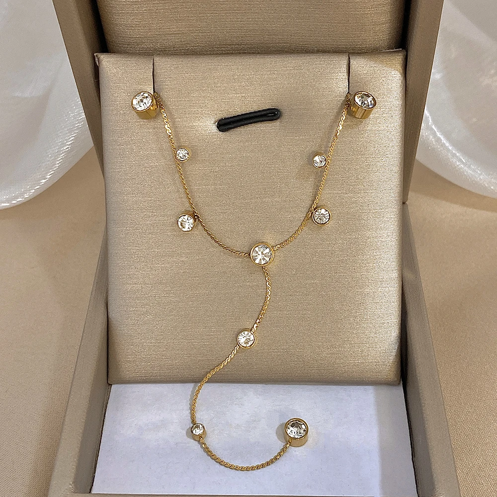 

Модное шикарное ожерелье золотого цвета с кисточкой из синтетического циркона из нержавеющей стали, новые стильные текстурные ювелирные изделия, женские повседневные аксессуары