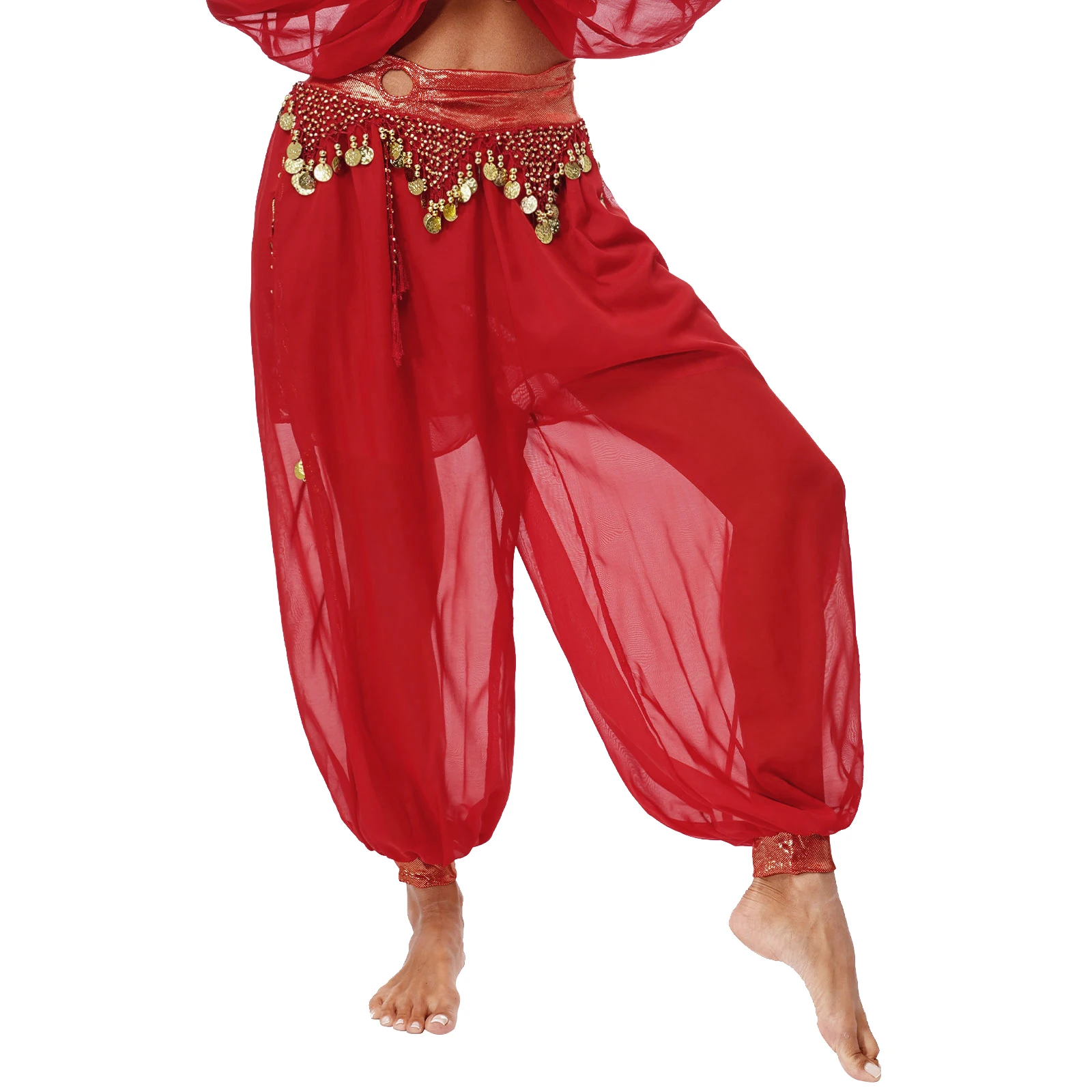 Sexy Women Belly Dance Lantern Pants Glitter Sequins Tassel Halloween Swing Yoga Belly Modern Jazz Dance Performance Costume