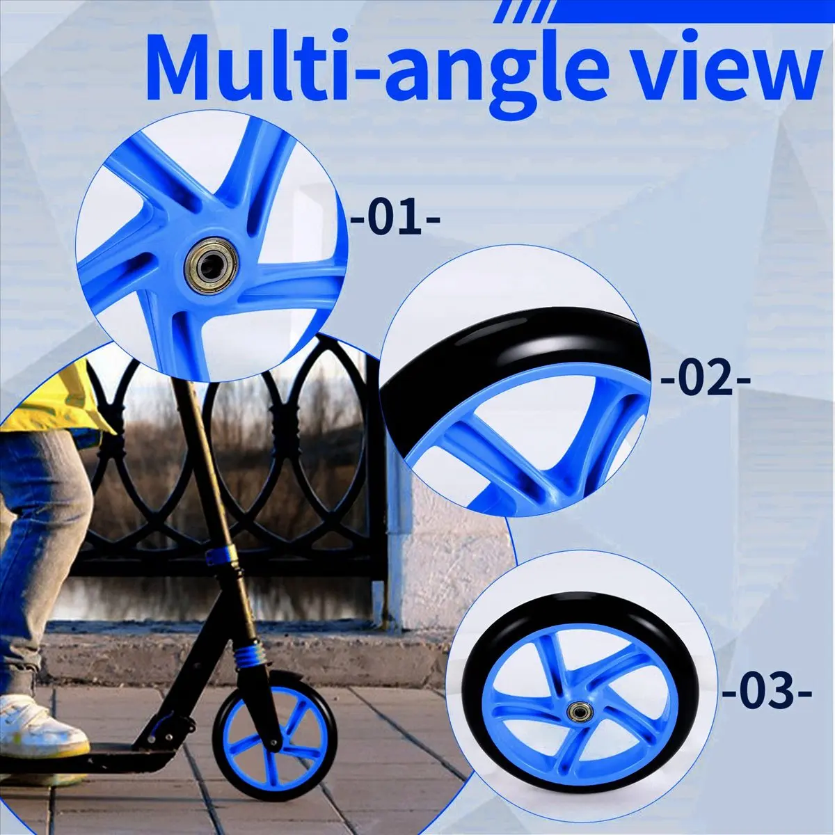 

Колеса для самоката X07A, 2 штуки, 200 мм, полиуретан, толщина 30 мм, подшипник ABEC-7, аксессуары для самоката, синие