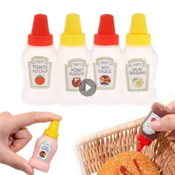 Mini Sauce Bottle Refillable Ketchup Honey Salad Containers Bottles Portable Sauce Jars Storage Lunch Box Dressing Dispensers