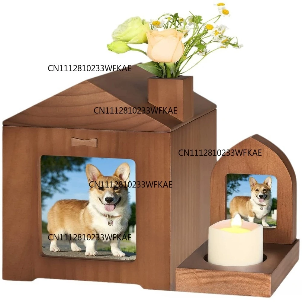 New pet animal remains moisture-proof sealed jar, solid wood table urn + photo frame as a souvenir