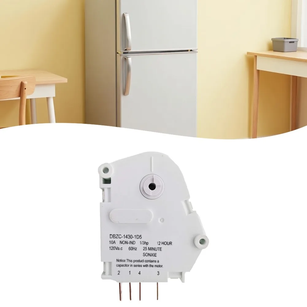 Defrost Timer with 12 Hour Interval and 25 Minute Defrost Window Suitable for Refrigerators Using 241705102 or 4378243