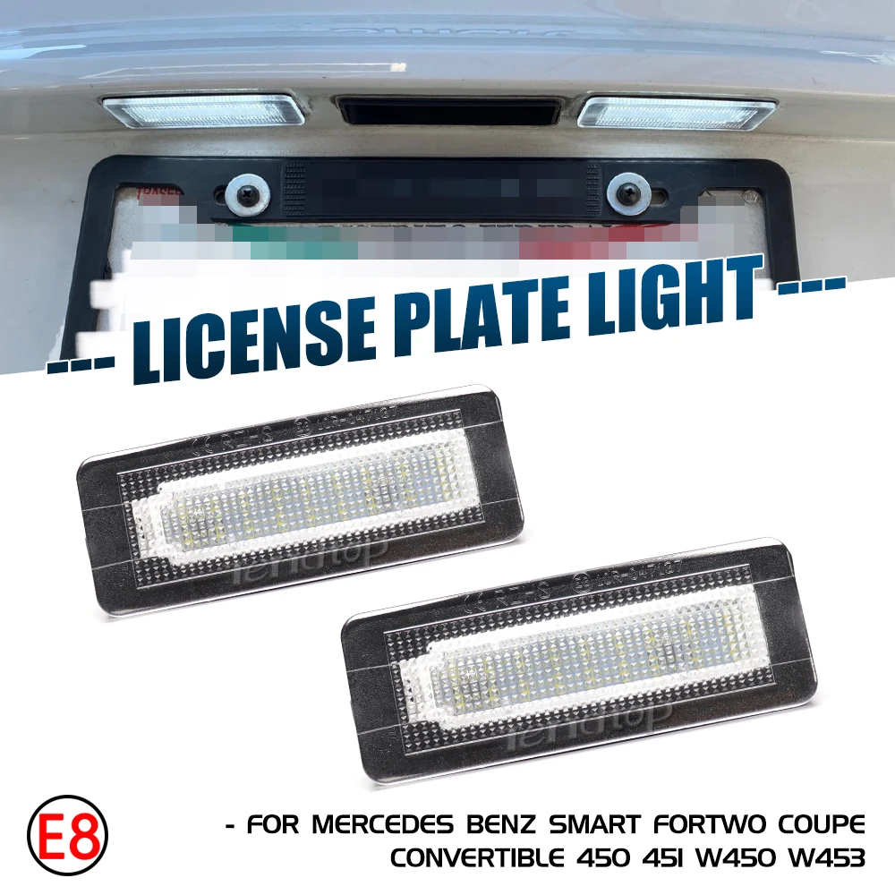 2pcs Canbus LED Bulb License Plate Light Car Lamps White Auto For Benz Smart Fortwo Coupe Convertible 450 451 W450 W453