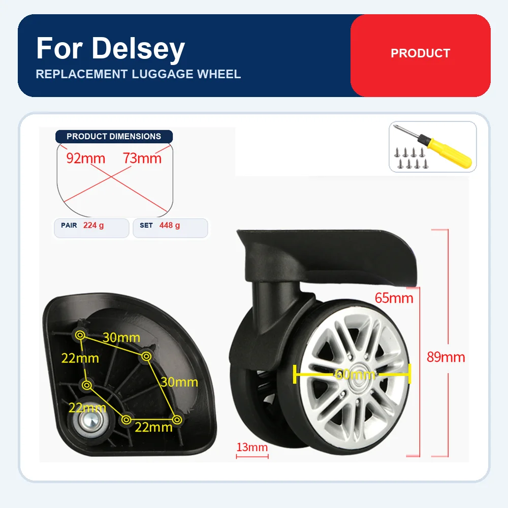 Replacement Luggage Wheel For Delsey Durable Wear Resistant Silent Smooth Rolling Easy Installation Caster Repair Part