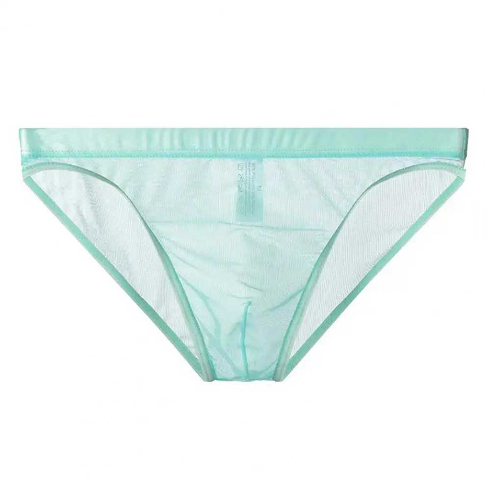 Men Underwear Men's Seamless Ice Silk Low-rise Briefs Ultra-thin See-through Panties for Quick Drying Underwear in Solid Colors