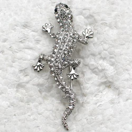 60pcs/lot Mixed Color(Can Notes Color)Wholesale Fashion Brooch Rhinestone Gecko Corsage Pin brooches C101100