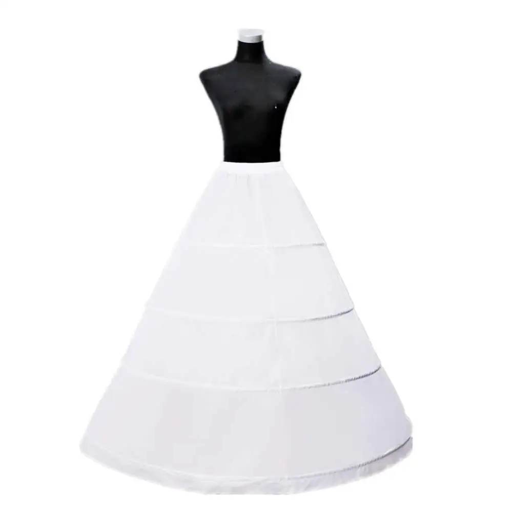 Damen 4-Hoop A-Linie boden lange Hochzeit Ballkleid Petticoat Unterrock Krinoline