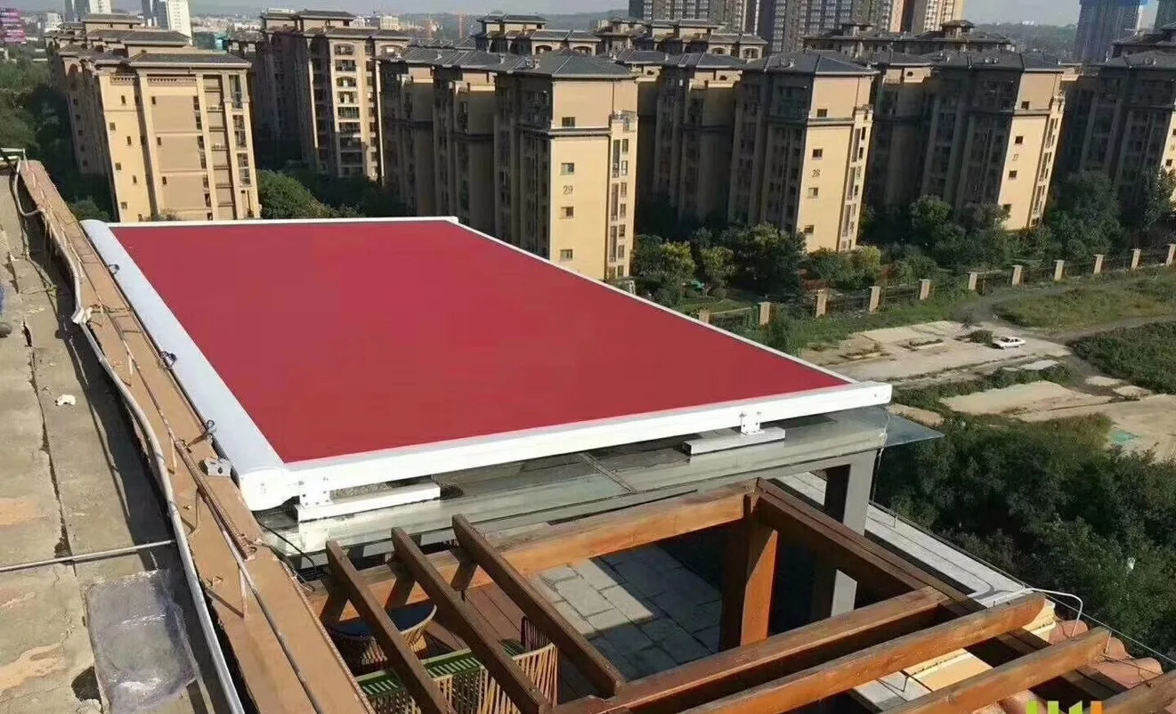 Outdoor Motorized Skylight/Sunroom Roof Awnings Horizontal Electric Retractable Conservatory Awning