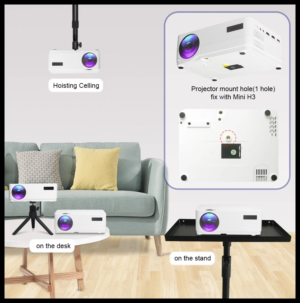 Proyector WIFI con Función de Duplicación de Pantalla para Teléfono Móvil, Proyector HD 4K para Cine en Casa, Proyector de Video para Teléfono Inteligente 1080P con
