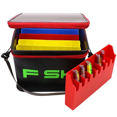 Portable 23*23*17 CM Waterproof Fishing Lure Box With 6 Plug-in Components