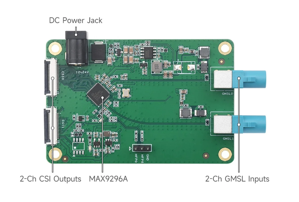 บอร์ดอะแดปเตอร์กล้องถ่ายภาพ gmsl 2-Ch พร้อมกับ deserializer MAX9296A ส่งข้อมูลแบบอนุกรมความเร็วสูงและเวลาแฝงต่ำ