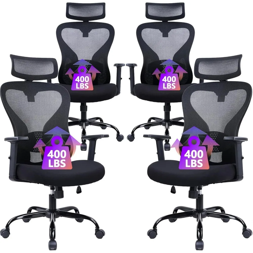 

Big and Tall Ergonomic Mesh Office Chair, High Back Computer Desk Chair with Adjustable Headrest and Armrest