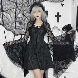 Vrouwen Donkere Stijl Jurk/Sjaal Sexy Stropdas Jurk Kant Halter Jurk Middeleeuwse Retro Halloween Feest Cosplay Vampier Bruid Kostuums
