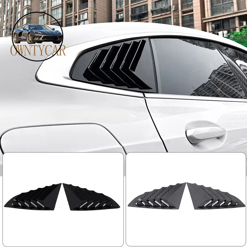 

ABS Carbon Fiber/Gloss Black For BMW 2 Series F44 2020-2023 Rear Side Window Louver Shutter Trim Cover Windshield Sun Shade
