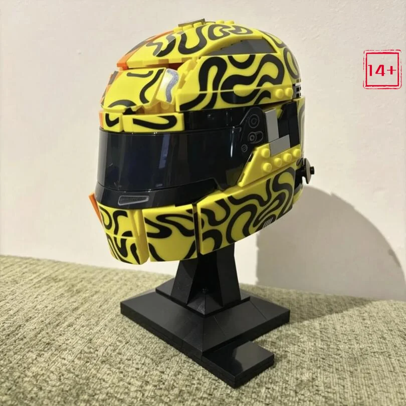 2026年新作-793ピース-レーシングカー-レーシングドライバー-ランド・ノリス-ヘルメット-イエロー-ビルディングブロック-パズルモデル-おもちゃ-装飾品-誕生日プレゼント