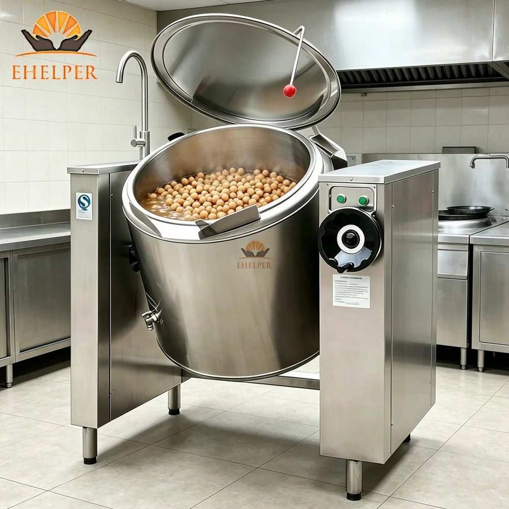 Commercial Kitchen Equipment Tilting Boiling Pot 304 Stainless Steel Soup Cooking Industrial Kettle For Restaurant