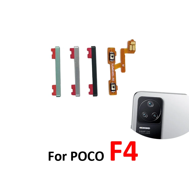 

Для Xiaomi Poco F4: Новая кнопка регулировки громкости (вверх/вниз), внутренний гибкий кабель, запасные части (черный, зеленый, серебристый)