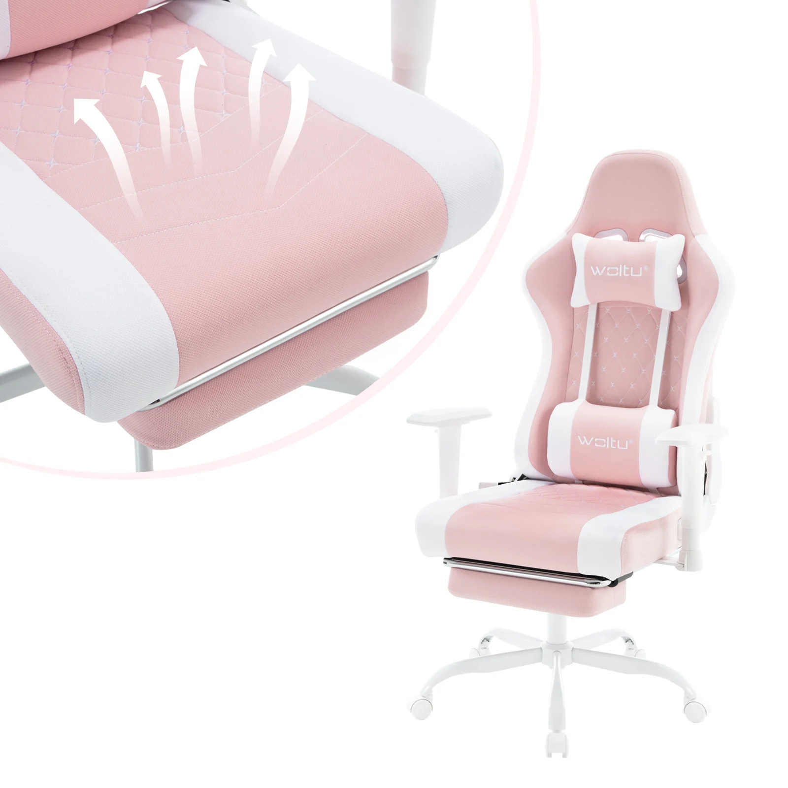 Silla de masaje WOLTU para videojuegos, sillón de oficina ergonómico de altura ajustable con reposacabezas, reposapiés, silla de ordenador de malla, silla giratoria