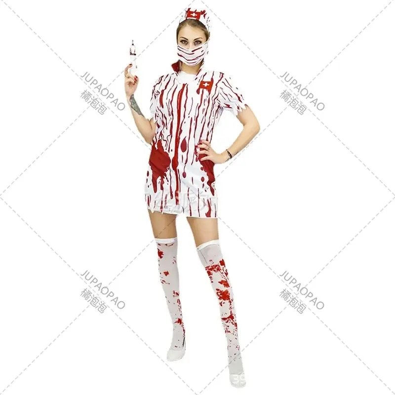 

Halloween Makeup Dance Performance Costumes Halloween Party Costumes Cosplay Adult Nurse Female Zombie Costume Live Performance